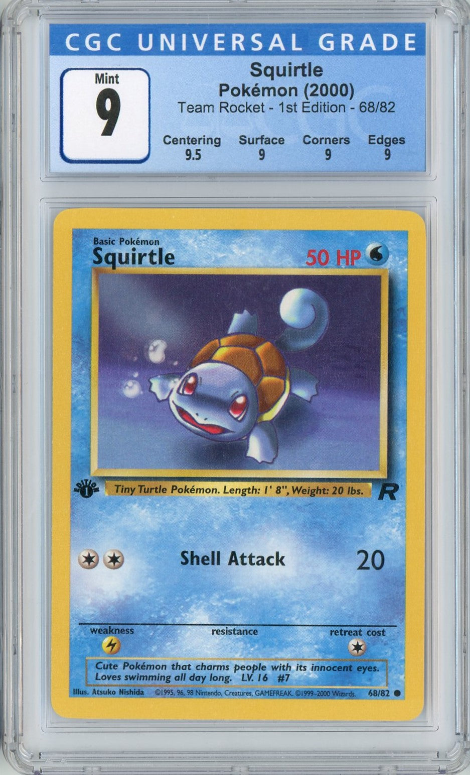 squirtle graded card CGC 9 Mint - Squirtle 68/82 (1st Edition)