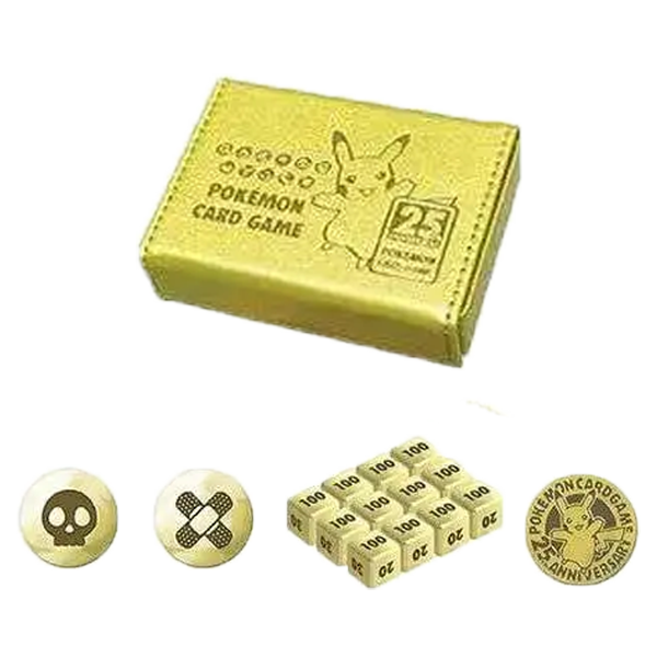 Japanese Pokmon 25th Anniversary Golden Alcove Flip Dice Box w/ Metal Pokemon Plug Japanese Pokmon 25th Anniversary Golden Alcove Flip Dice Box w/ Metal Pokemon Plug
