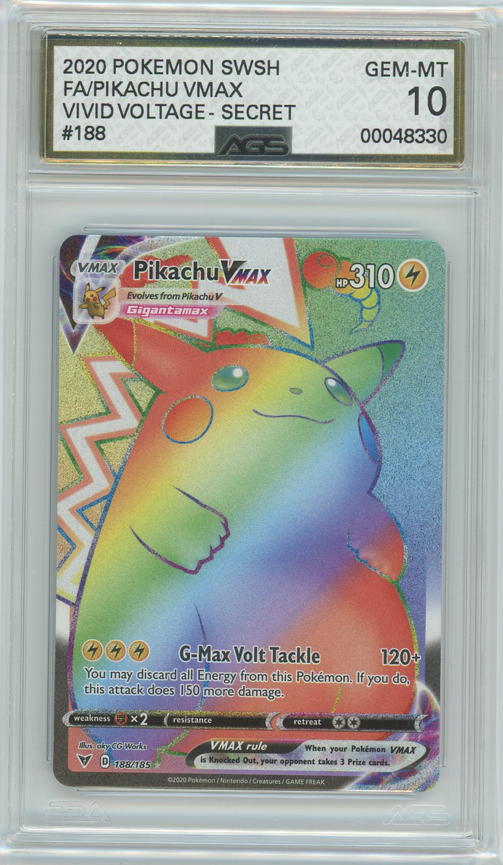 AGS (GEM-MT 10) Pikachu VMAX #188 - Vivid Voltage (#00048330)