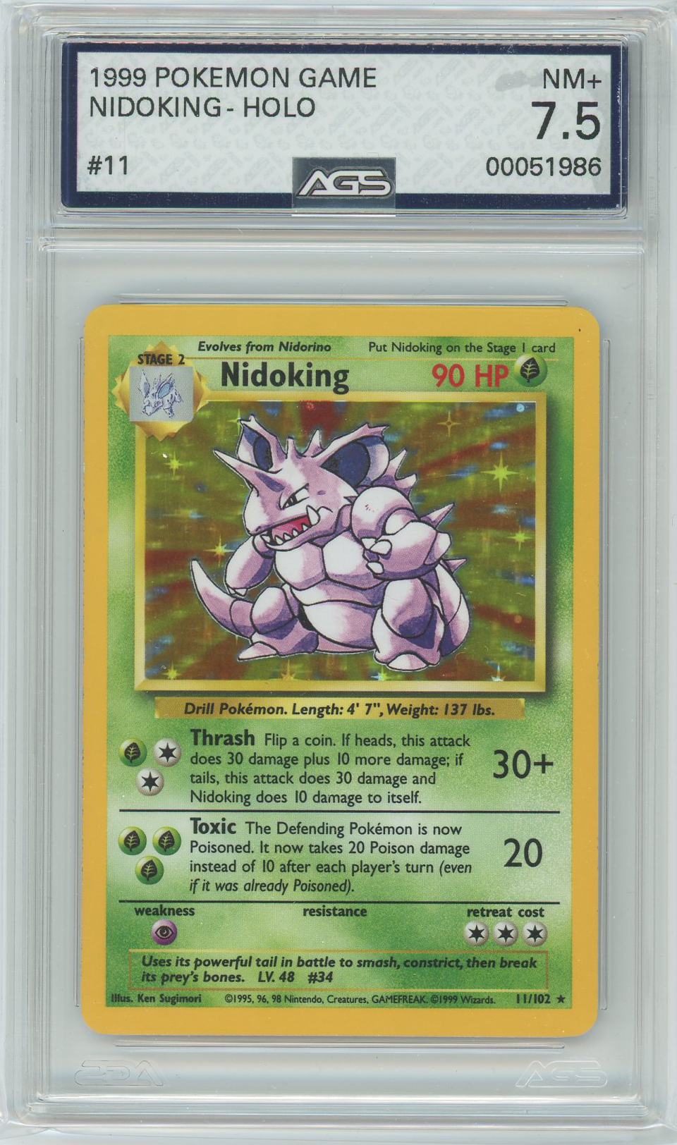 AGS (NM+ 7.5) Nidoking #11- Holo - Base Set (#00051986) – Pokemon Plug