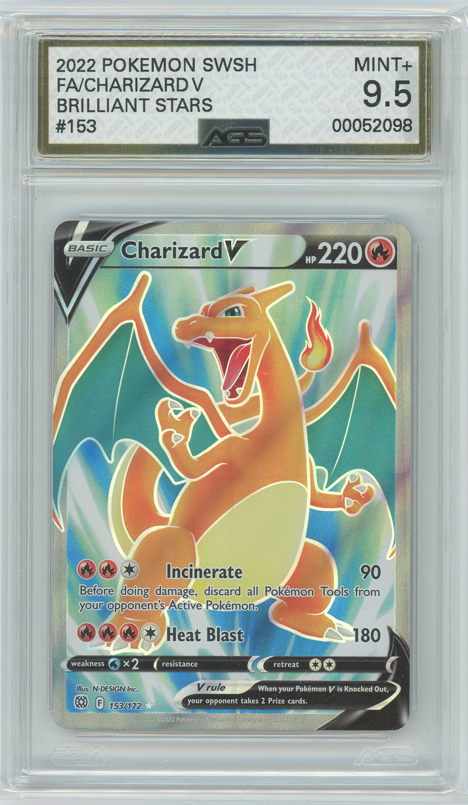 AGS (MINT+ 9.5) Charizard V #153 - Brilliant Stars (#00052098)