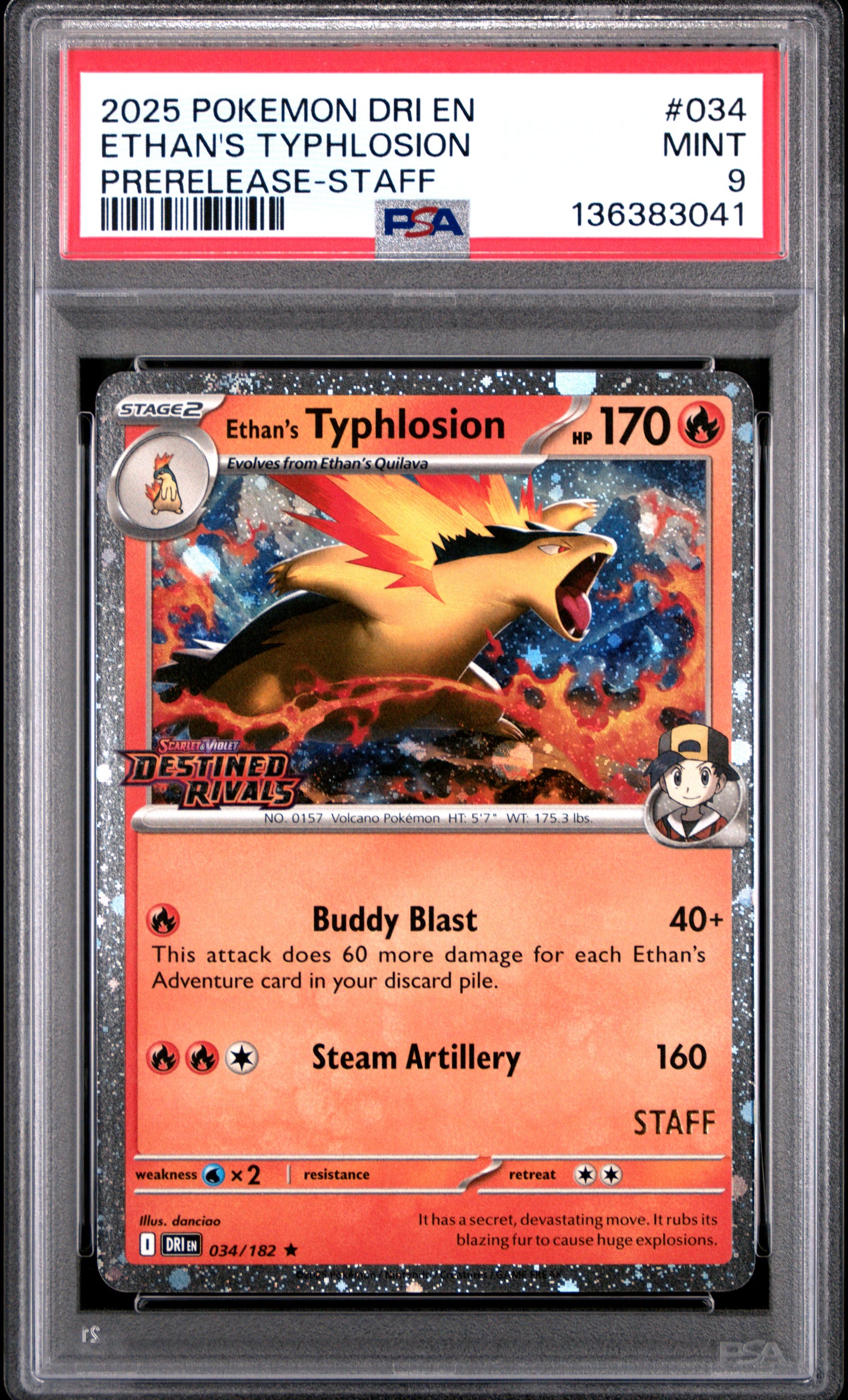 SET OF 4 [PSA 9 - MINT] Destined Rivals - Pre-Release - STAFF Promos - Moltres, Gyarados, Tyranitar & Mimikyu (Sequential Certs)