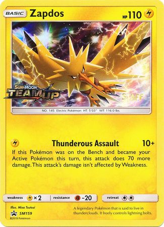 Factory Sealed Team Up STAFF Stamped Prerelease Promo Pack (Contains 4 Cards - Charizard, Jirachi, Zapdos, Nidoqueen)