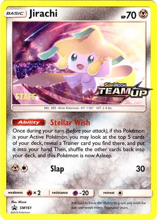 Factory Sealed Team Up STAFF Stamped Prerelease Promo Pack (Contains 4 Cards - Charizard, Jirachi, Zapdos, Nidoqueen)