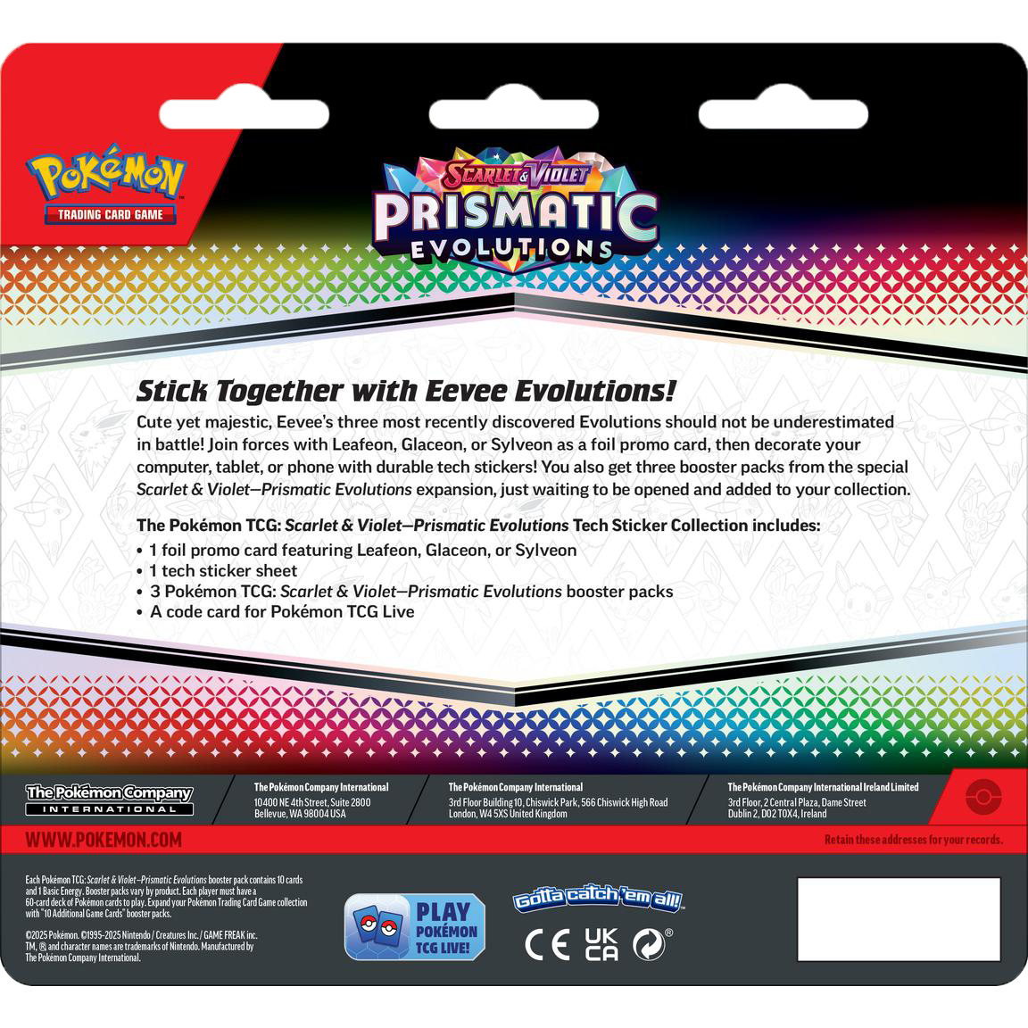 Pokémon TCG: Scarlet & Violet - Prismatic Evolutions - Tech Sticker Collection - PREORDER - RELEASE DATE 1/17/25