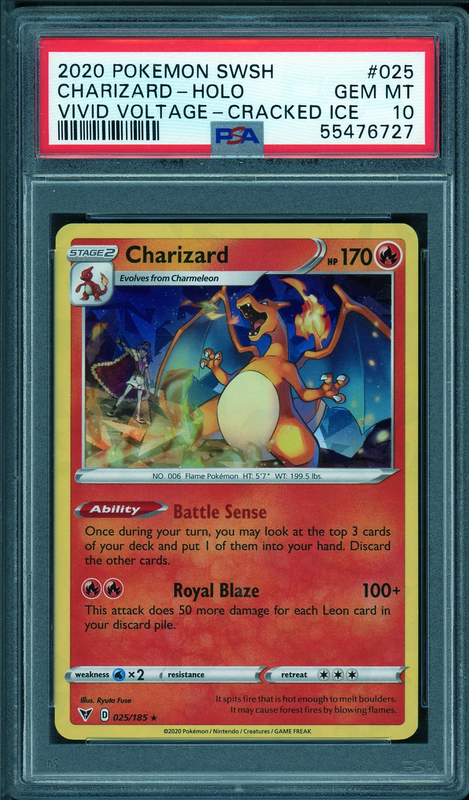 [PSA 10 - GEM MT] CHARIZARD #025 [CRACKED ICE Holo] - Vivid Voltage (2020)