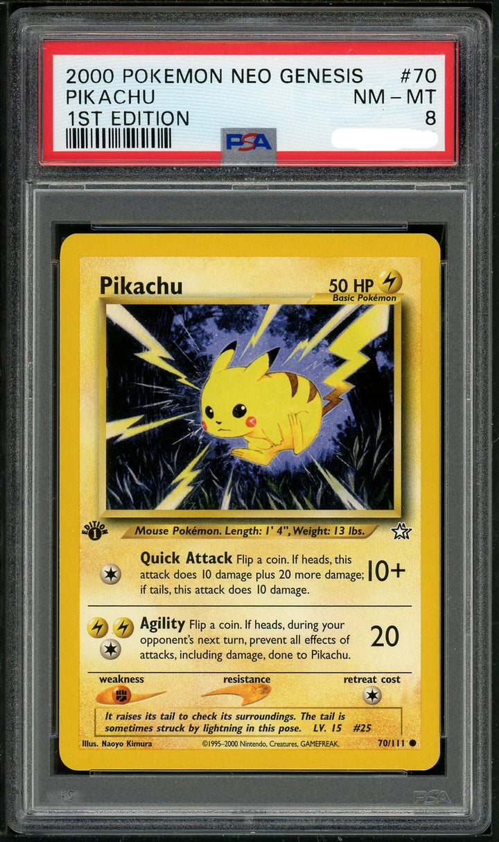 PSA (NM-MT 8) Pikachu #70 - Pokemon Neo Genesis 1st Edition