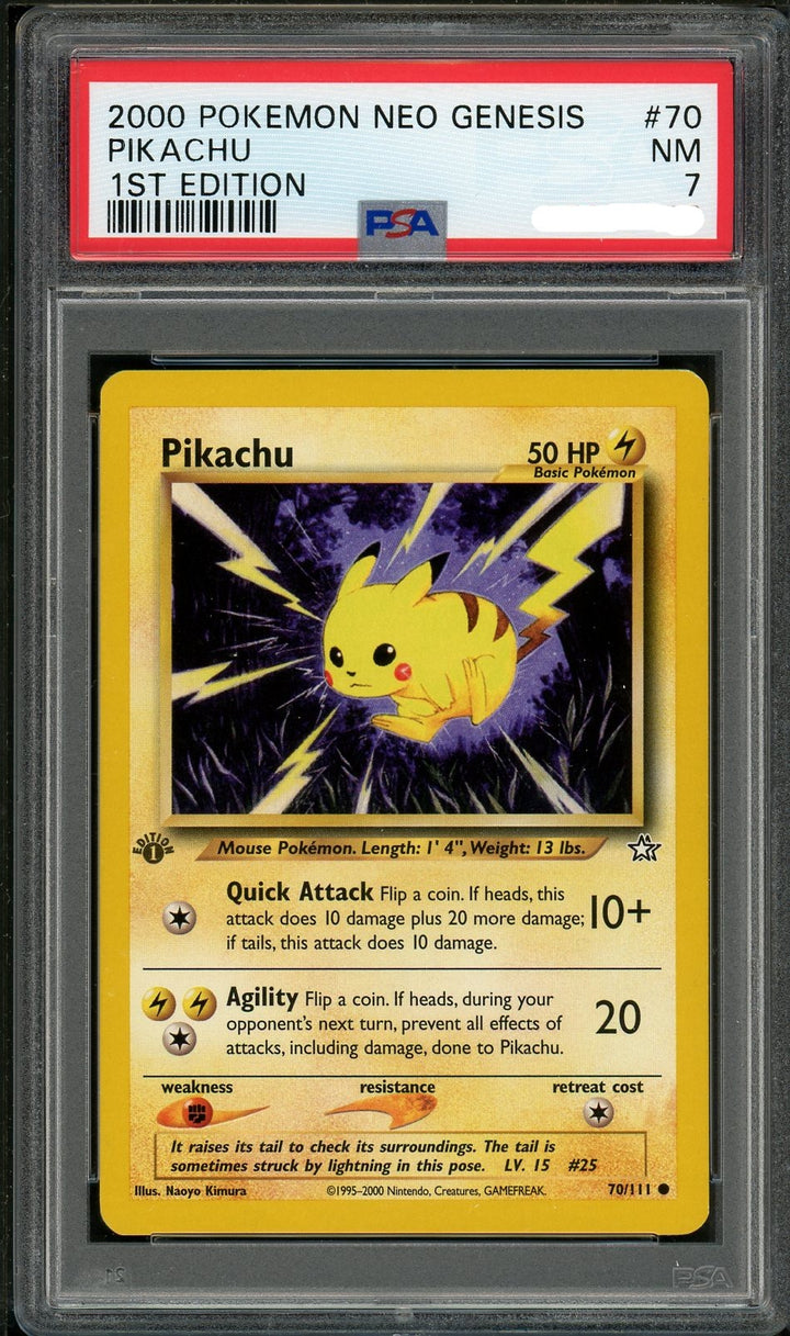 PSA (NM 7) Pikachu #70 - Pokemon Neo Genesis 1st Edition