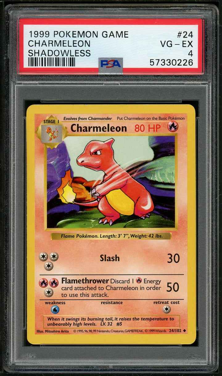 PSA (VG-EX 4) Charmeleon (Shadowless) #24 - Pokemon Game (#57330226)