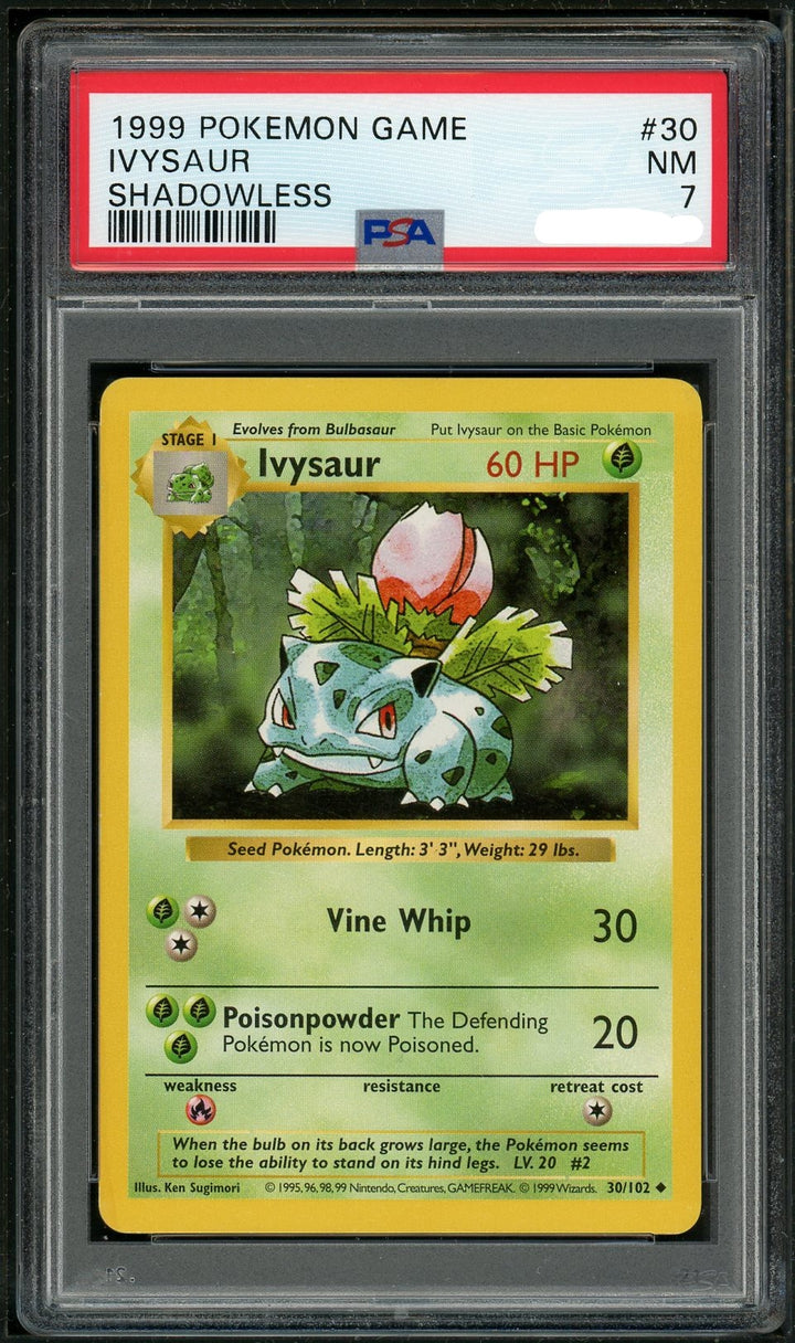 PSA (NM 7) Ivysaur (Shadowless) #30 - Pokemon Game