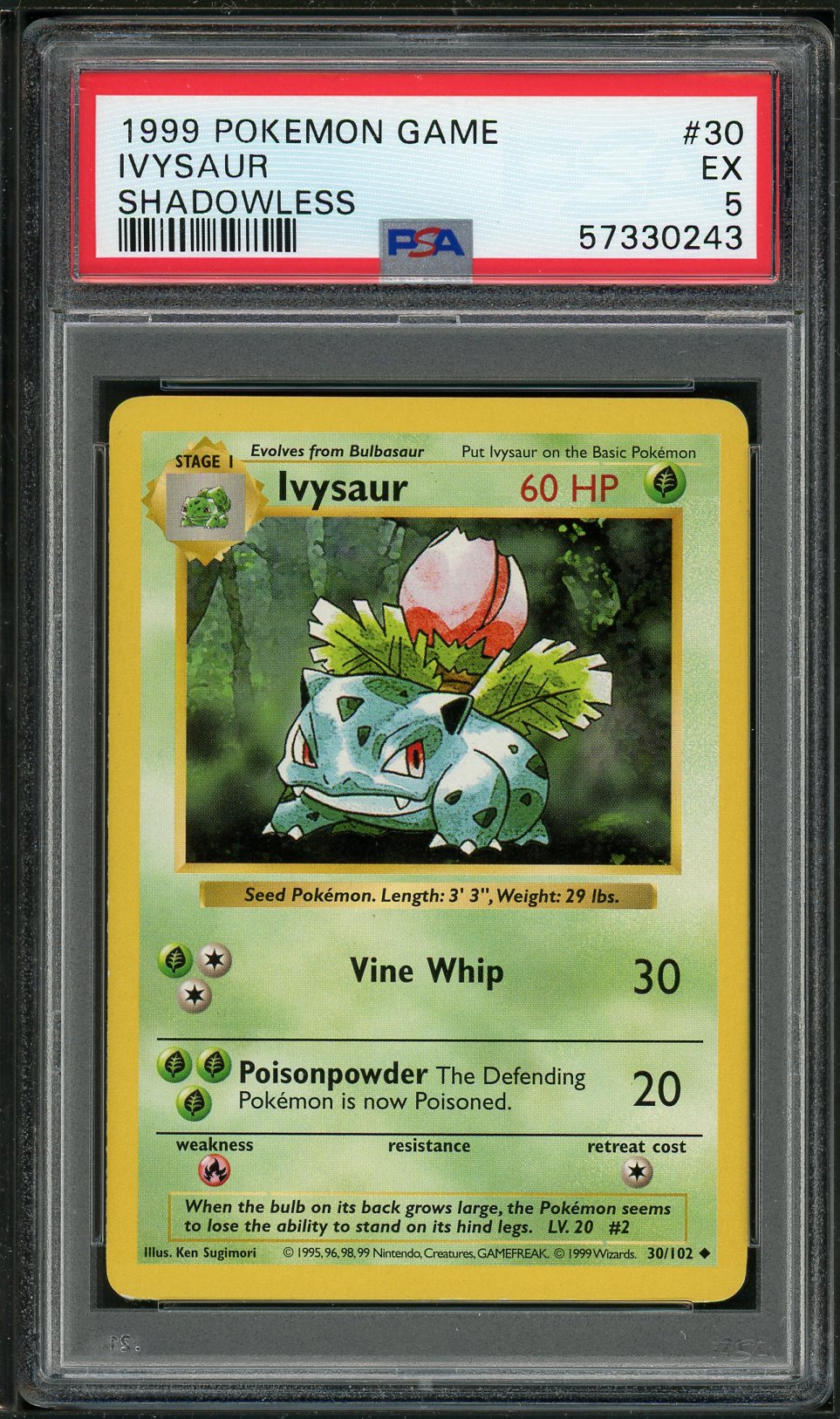 PSA (EX 5) Ivysaur (Shadowless) #30 - Pokemon Game (#57330243)