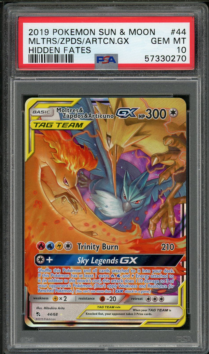 PSA (Gem MT 10) Mltrs/zpds/artcn.gx #44 - Pokemon Sun & Moon Hidden Fates (#57330270)