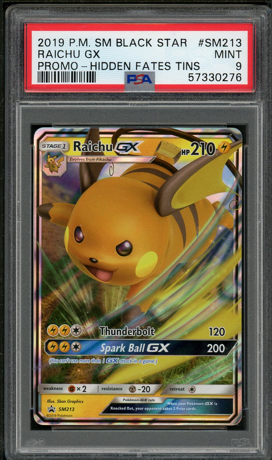 PSA (MINT 9) Raichu Gx #Sm213 - Pokemon Sm Black Star Promo (#57330276