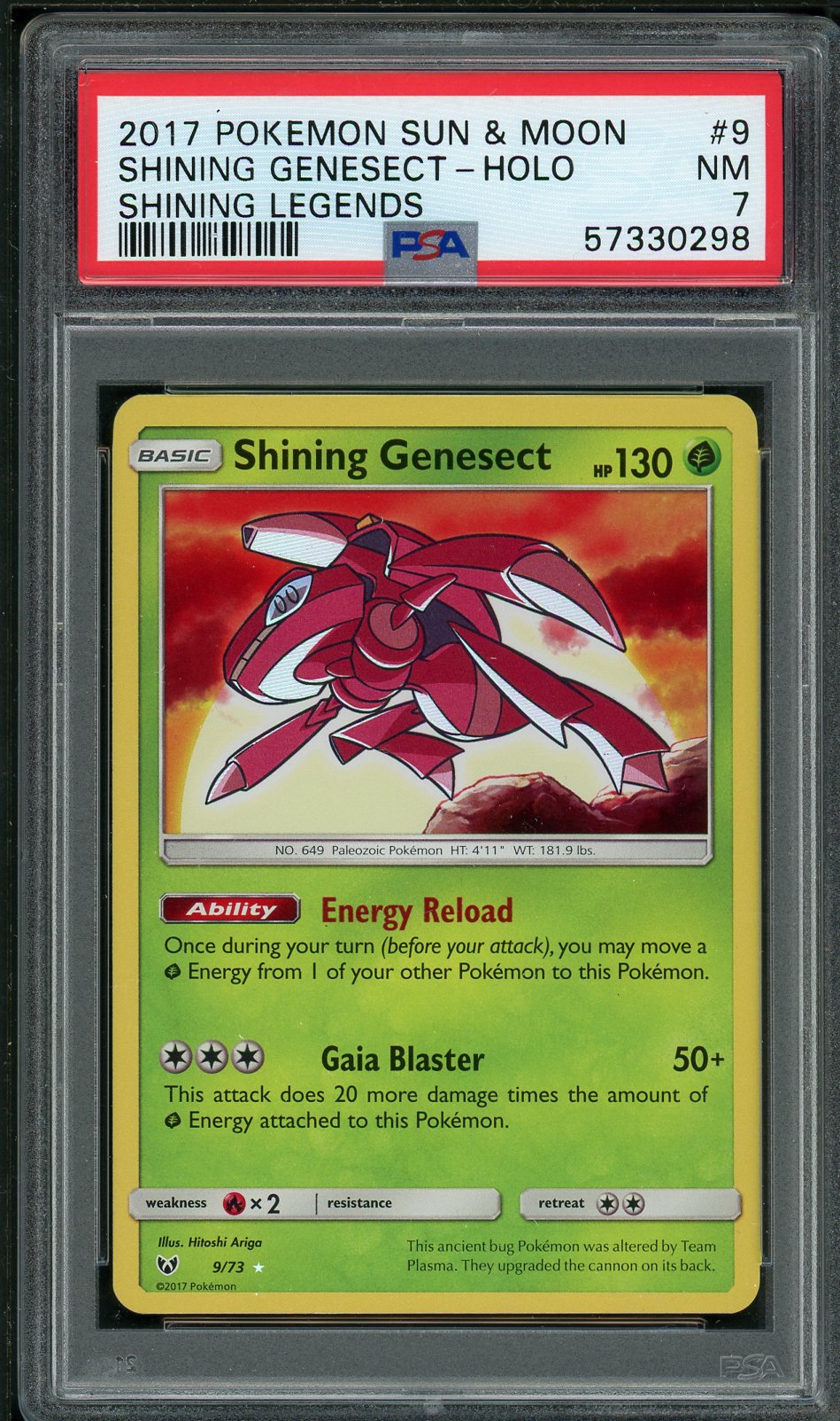 PSA (NM 7) Shining Genesect-holo #9 - Pokemon Sun & Moon Shining Legends (#57330298)