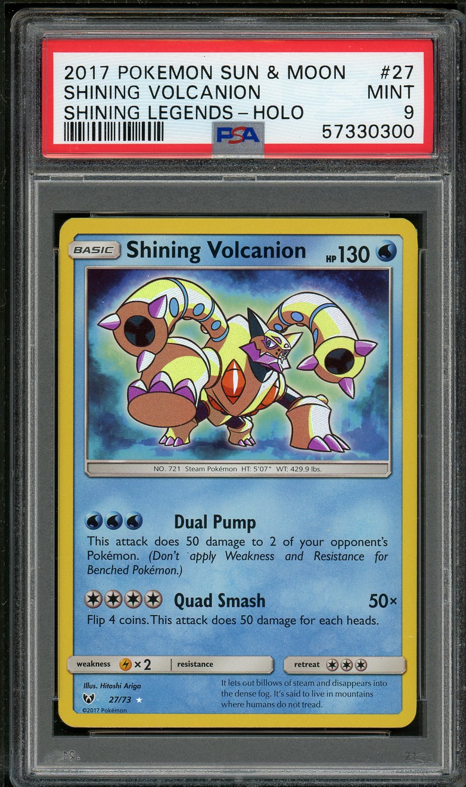 PSA (MINT 9) Shining Volcanion #27 - Pokemon Sun & Moon Shining Legends (#57330300)