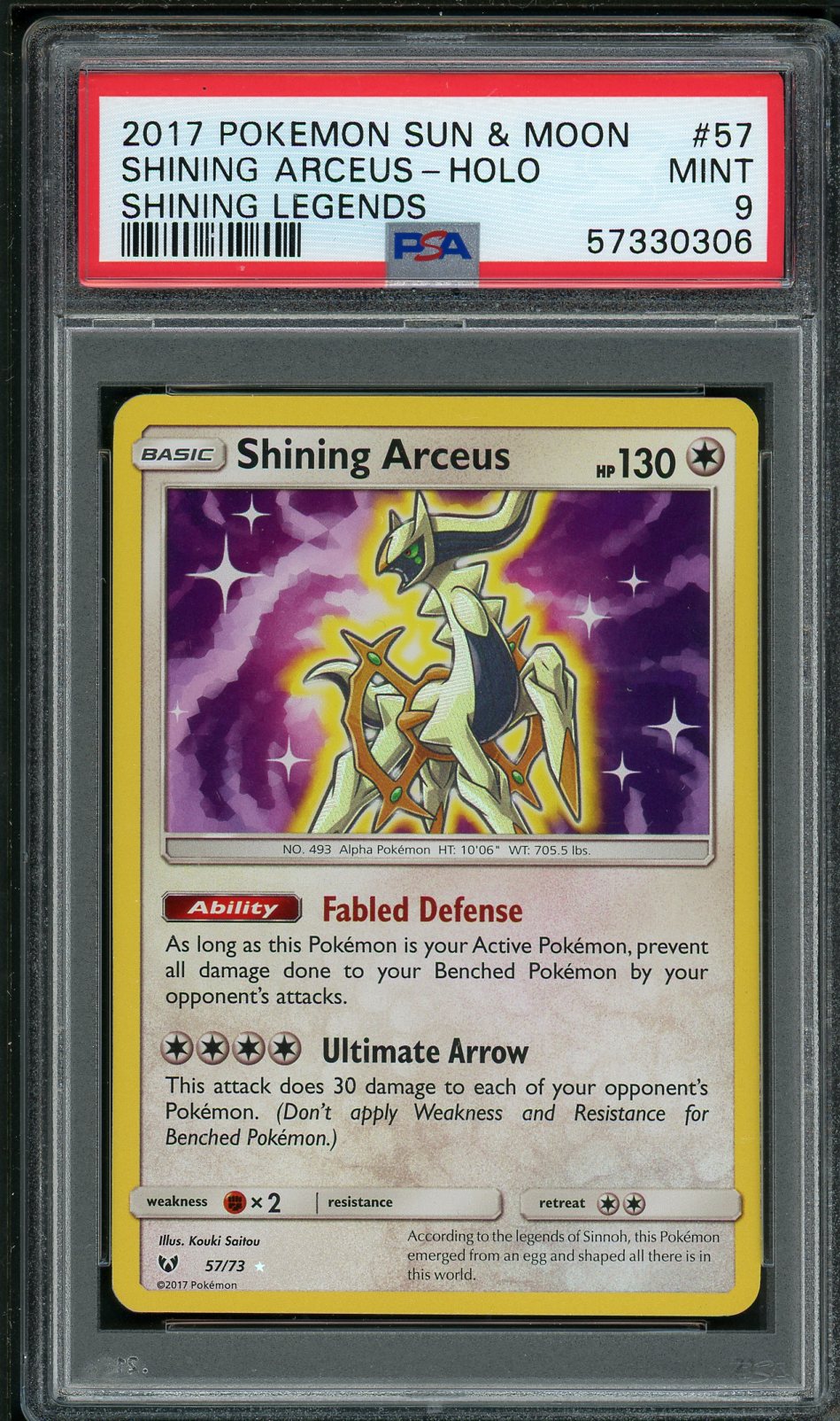PSA (MINT 9) Shining Arceus-holo #57 - Pokemon Sun & Moon Shining Legends (#57330306)