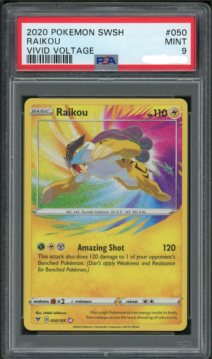 PSA (MINT 9) Raikou #050 - Pokemon Sword & Shield Vivid Voltage