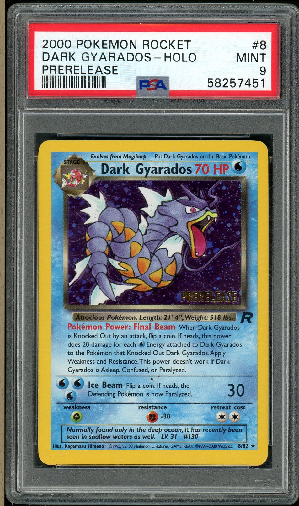 PSA (MINT 9) Dark Gyarados - Holo #8 - (PRERELEASE) Pokémon Rocket (#58257451)