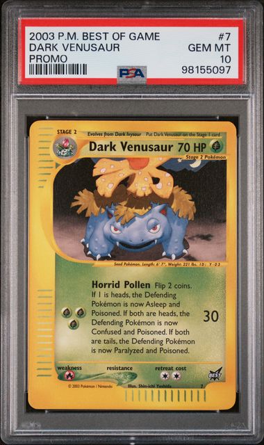 PSA (Gem MT 10) Dark Venusaur #7 - Pokemon Best Of Game Promo (#98155097)