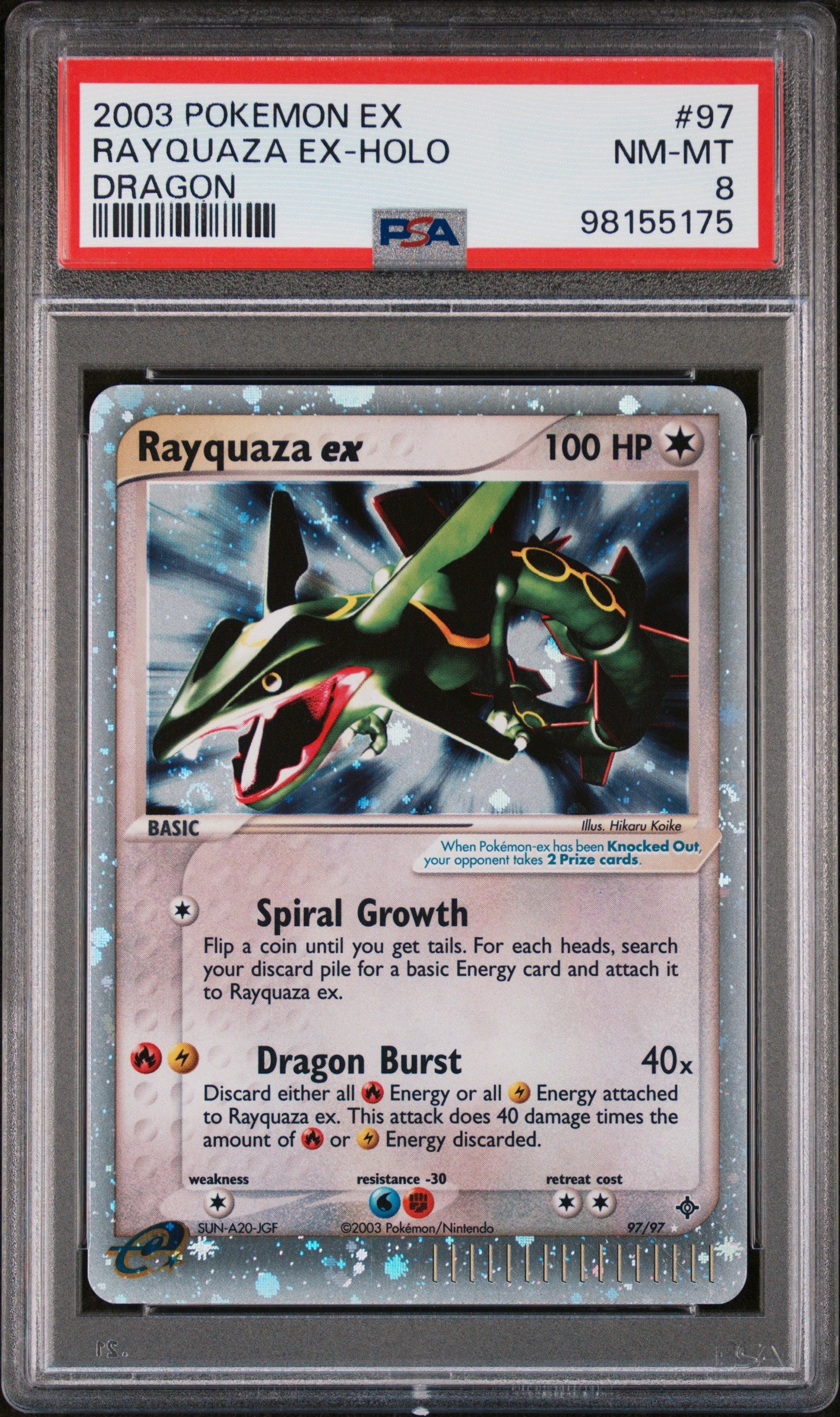 [PSA 8 - NM-MT] RAYQUAZA EX-HOLO #97 - Dragon - Pokemon ex Dragon (2003)