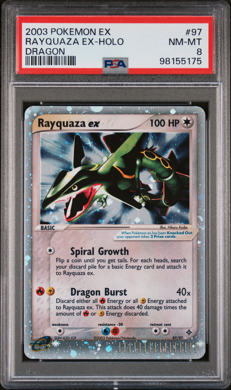 [PSA 8 - NM-MT] RAYQUAZA EX-HOLO #97 - Dragon - Pokemon ex Dragon (2003)