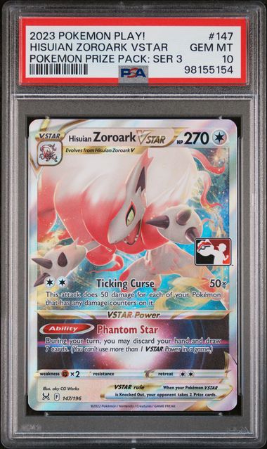 PSA (Gem MT 10) Hisuian Zoroark Vstar #147 - Pokemon Play! Pokemon Prize Pack: Series 3 (#98155154)