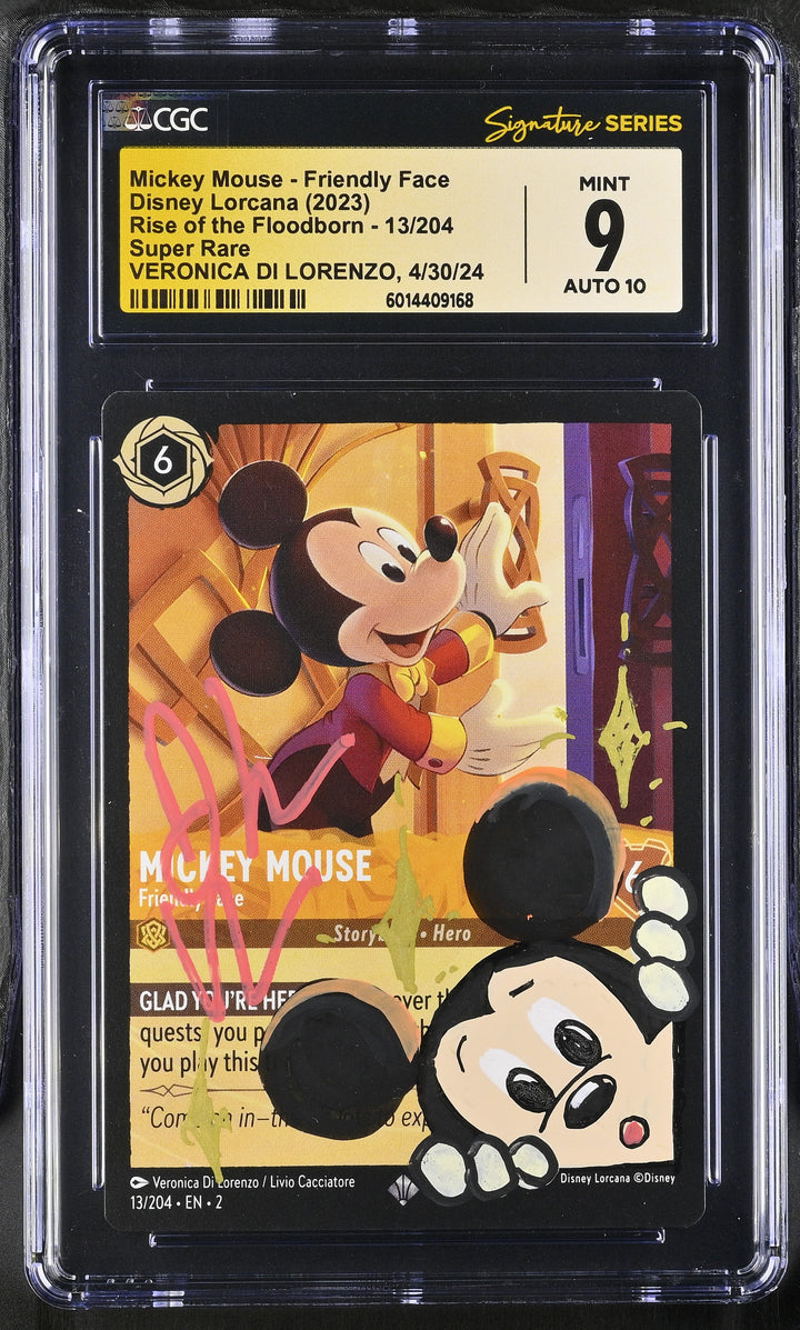 [CGC MINT 9 AUTO 10 (VERONICA DI LORENZO, 4/30/24)] MICKEY MOUSE - FRIENDLY FACE #13/204 - Super Rare - Rise Of The Floodborn (2023)