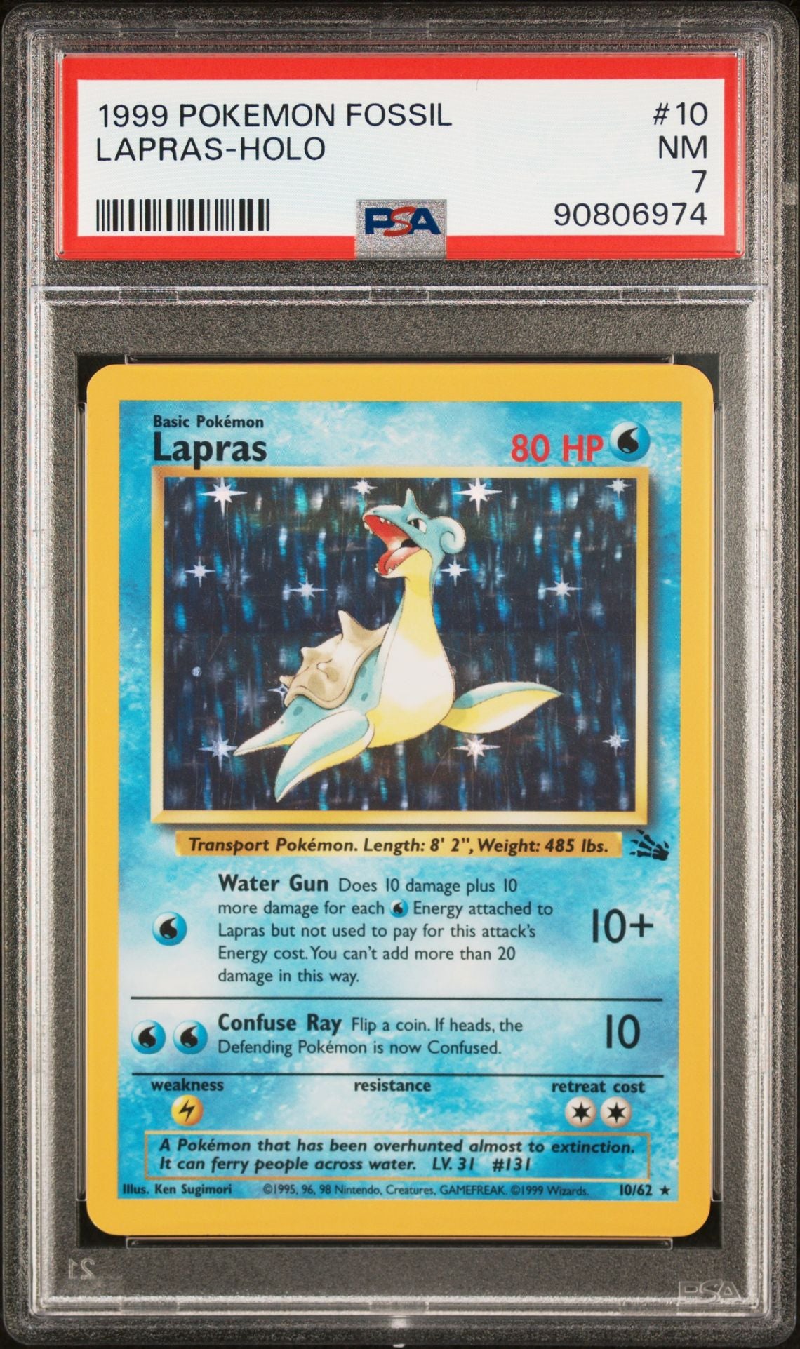 PSA (NM 7) Lapras - Holo #10 - Pokémon Fossil (#90806974)