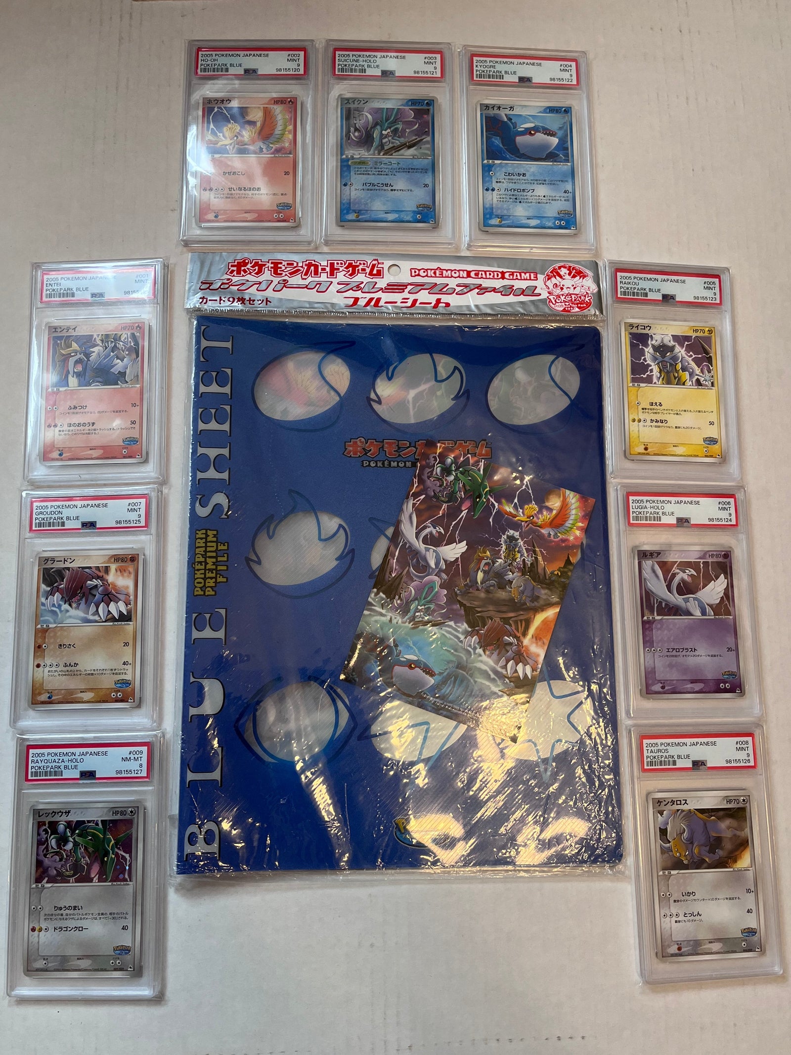 PSA 8-9 PokéPark Premium File - Blue Sheet - Complete 9 Card Sequentially Graded Set w/ Original Binder & Sticker (LOW POP)