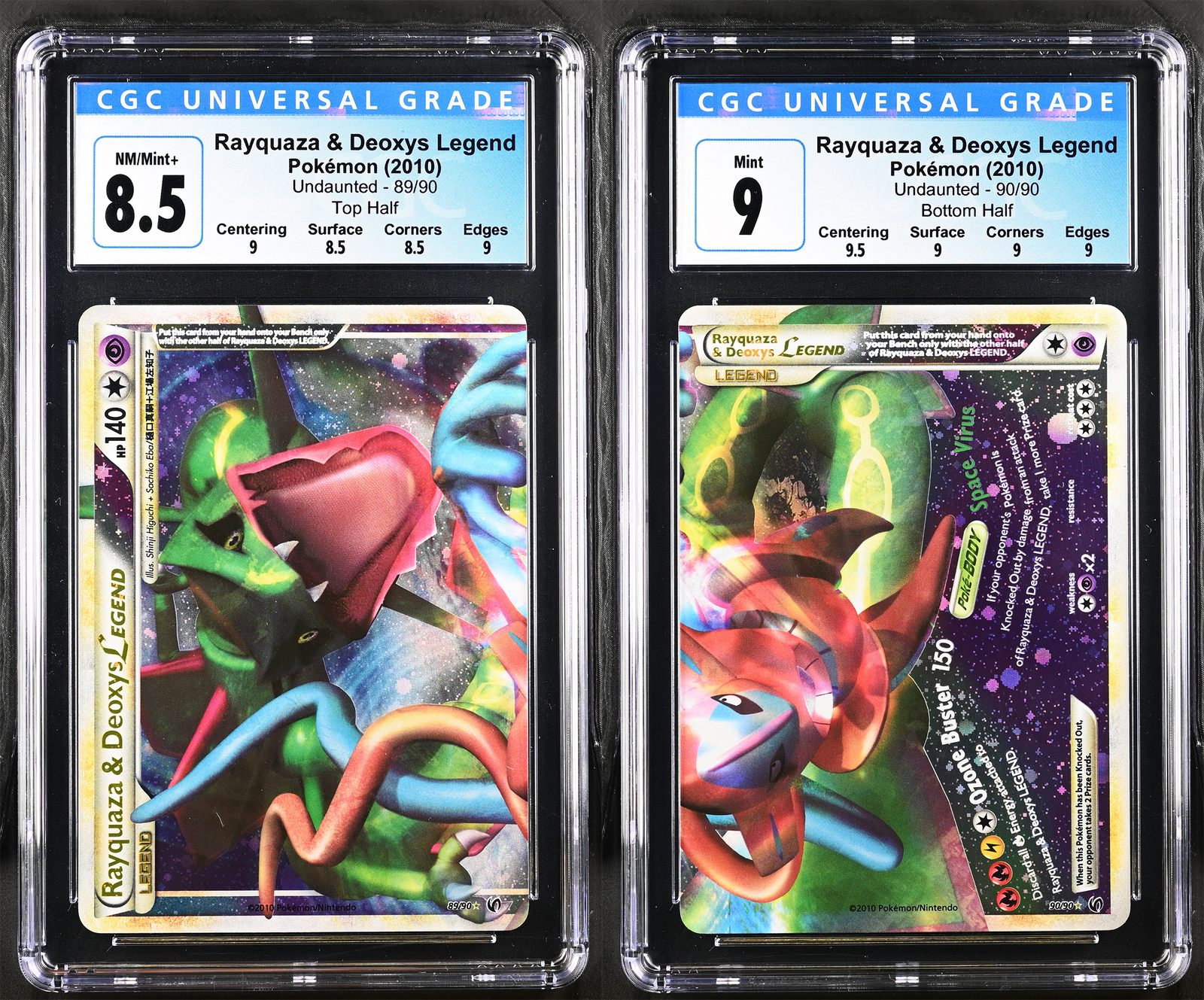 Rayquaza & Deoxys LEGEND - CGC Graded Sequential Cert # Pair (Top & Bottom Half) - Undaunted (2010)