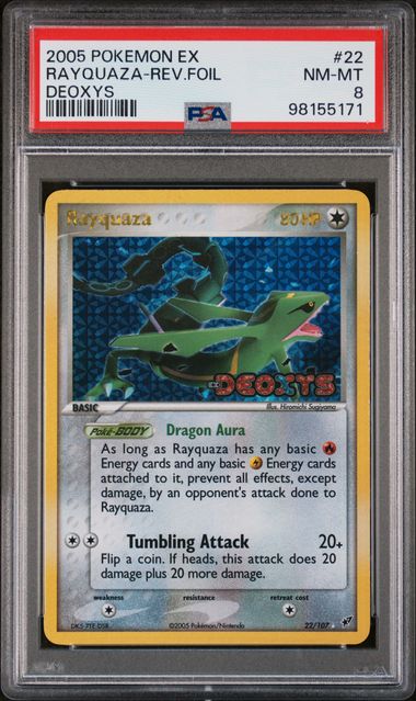 PSA (NM-MT 8) Rayquaza - Reverse Foil STAMPED #22 - Pokemon EX Deoxys (#98155171)