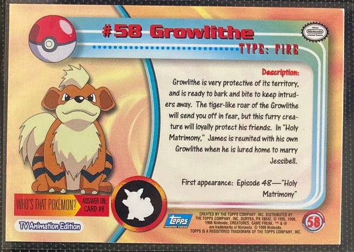 Growlithe (58/76) [Topps Series 1 - TV Animation Edition]