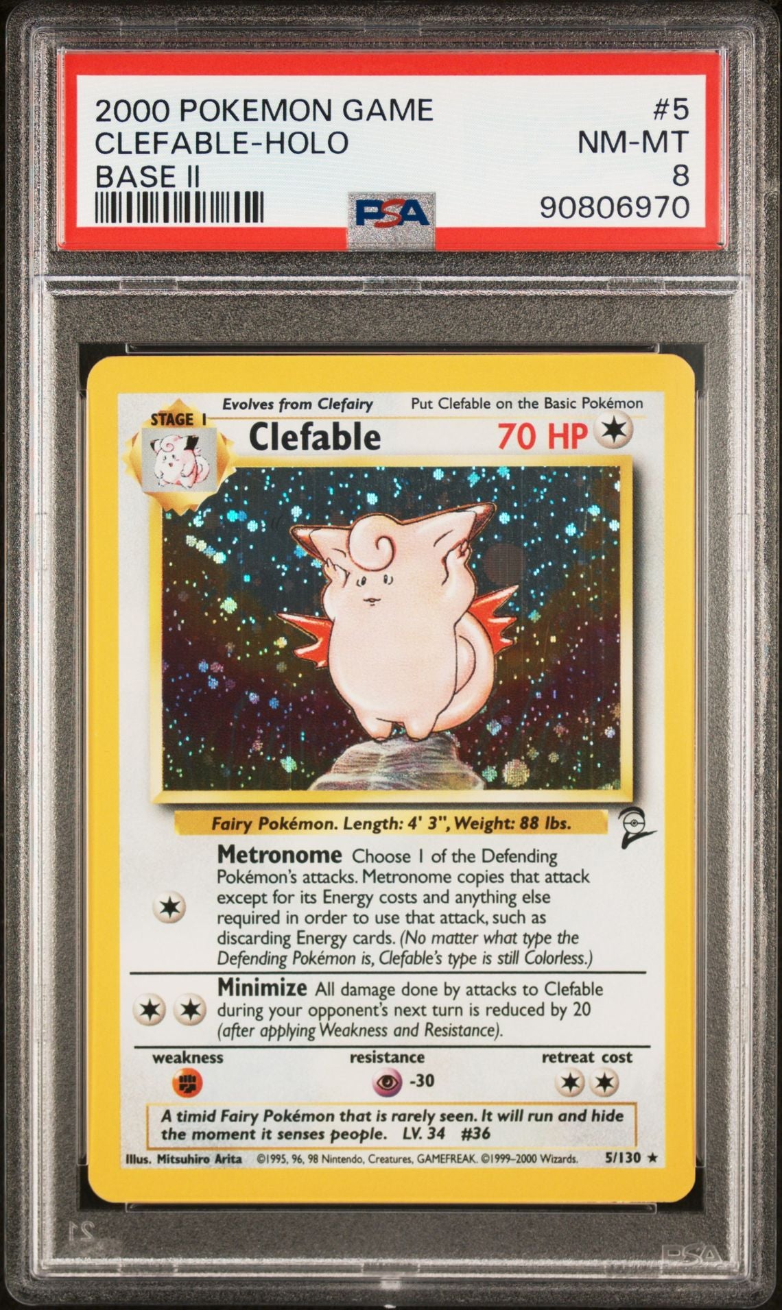 PSA (NM-MT 8) Clefable - Holo #5 - Pokémon Game Base 2 (#90806970)