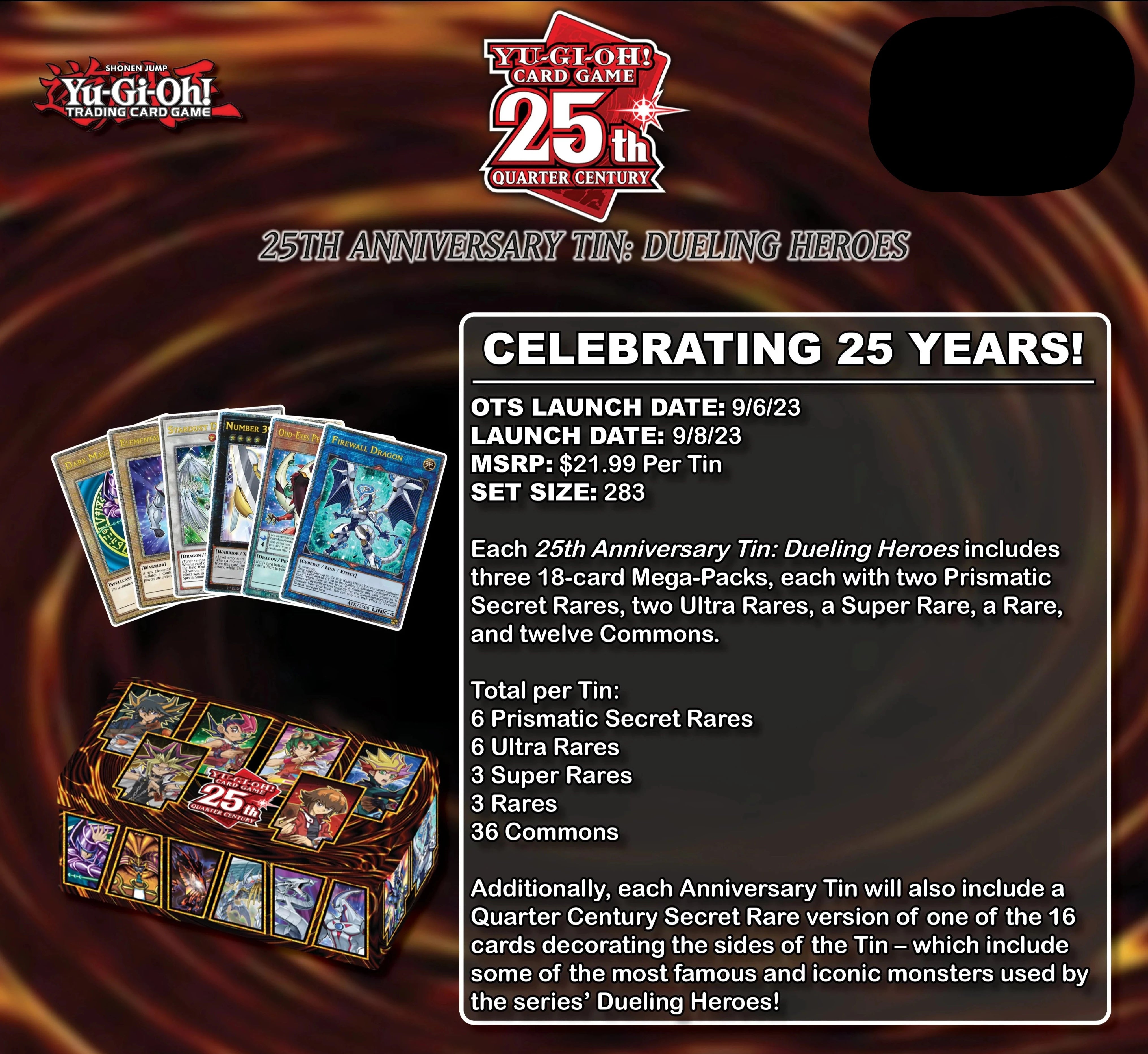 YuGiOh! 25th Anniversary Tin Dueling Heroes Pokemon Plug