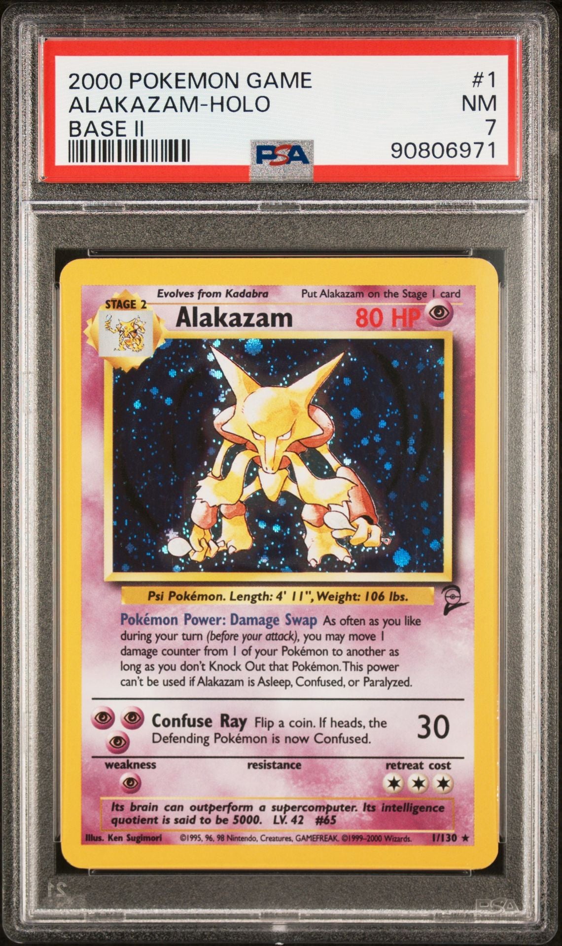 PSA (NM 7) Alakazam - Holo #1 - Pokémon Game Base 2 (#90806971)