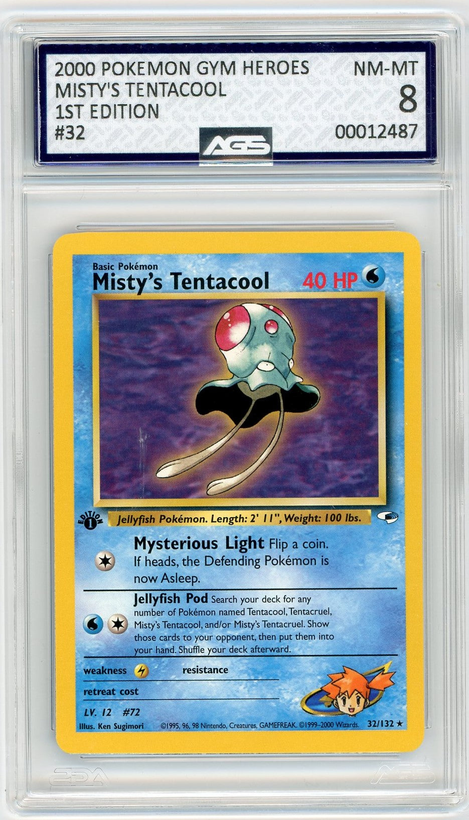 AGS (NM-MT 8) Misty's Tentacool (lv 12) #32 - Gym Heroes (#00012487)