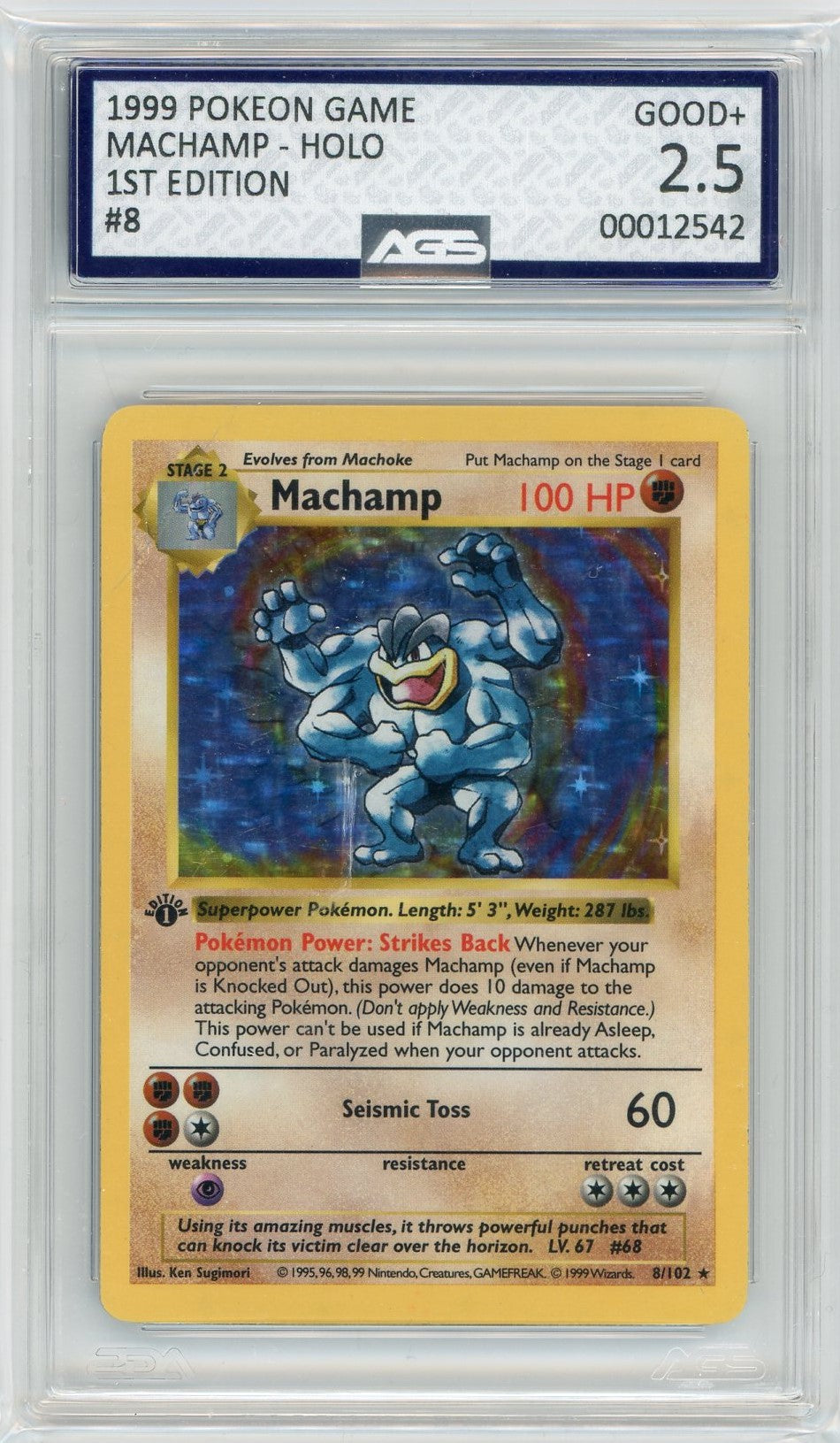 AGS (GOOD+ 2.5) Machamp #8 - Base Set (#00012542)