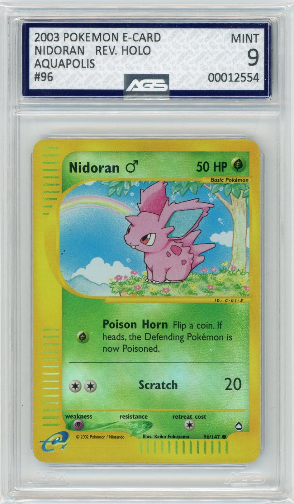 AGS (MINT 9) Nidoran (m) #96 - Aquapolis (#00012554) Pokemon Plug AGS (MINT 9) Nidoran (m) #96 - Aquapolis (#00012554) Pokemon Plug