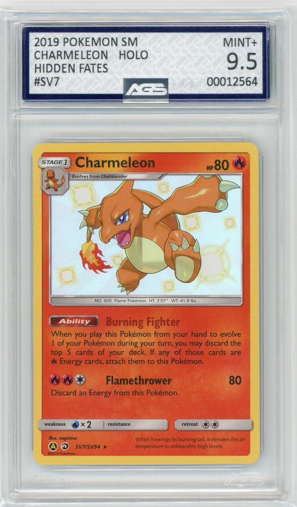 AGS (MINT+ 9.5) Charmeleon #SV7 - Hidden Fates (#00012564)