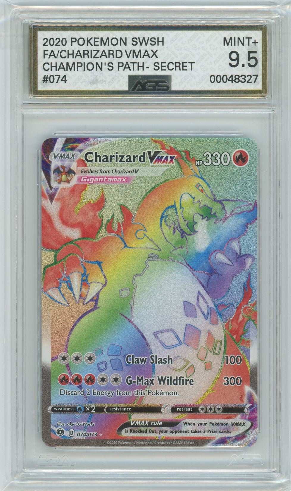 AGS (MINT+ 9.5) Charizard VMAX #74 - Champion's Path (#00048327)