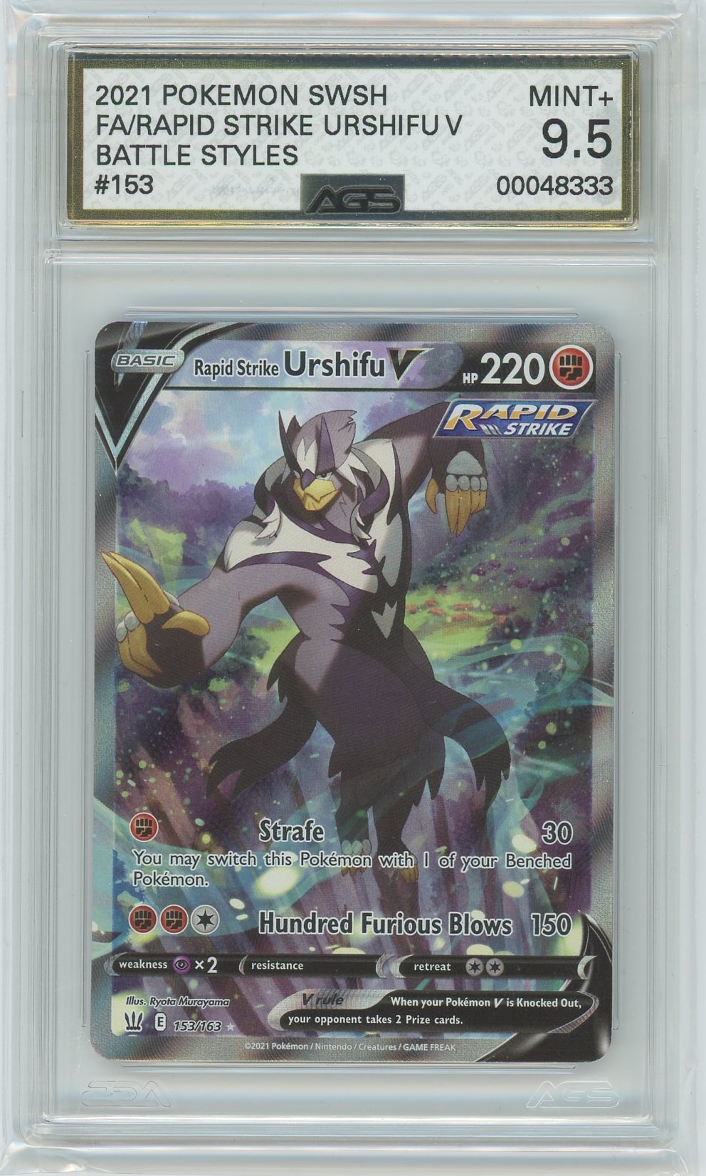 AGS (MINT+ 9.5) Rapid Strike Urshifu V #153 - Battle Styles (#00048333)