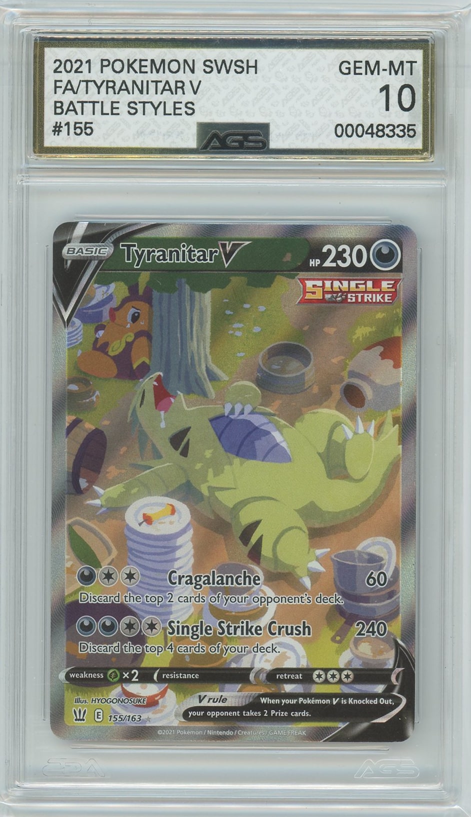 AGS (GEM-MT 10) Tyranitar V #155 - Battle Styles (#00048335) Pokemon Plug AGS (GEM-MT 10) Tyranitar V #155 - Battle Styles (#00048335) Pokemon Plug