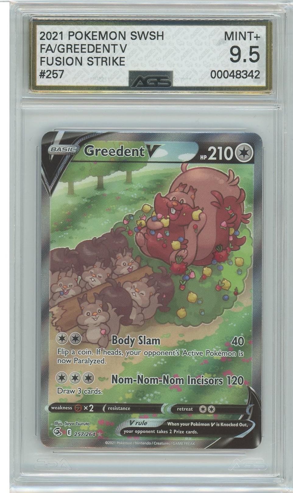 AGS (MINT+ 9.5) Greedent V #257 - Fusion Strike (#00048342)