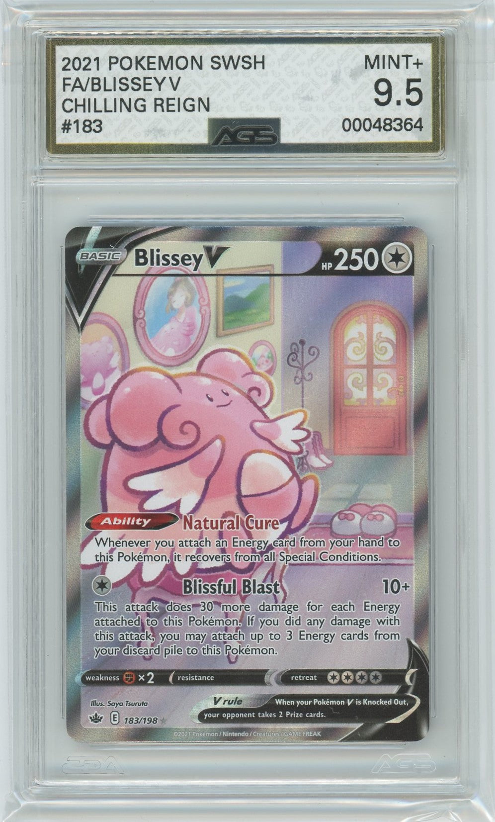 AGS (MINT+ 9.5) Blissey V #183 - Chilling Reign (#00048364) Pokemon Plug AGS (MINT+ 9.5) Blissey V #183 - Chilling Reign (#00048364) Pokemon Plug
