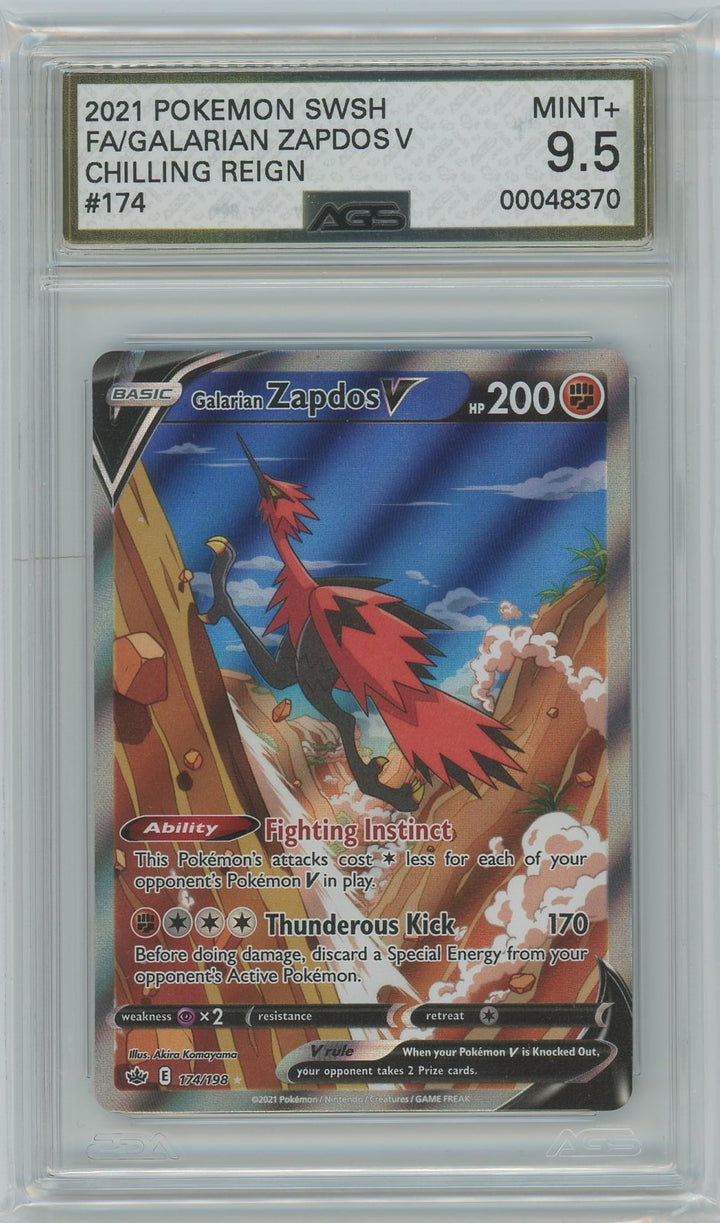 AGS (MINT+ 9.5) Galarian Zapdos V #174 - Chilling Reign (#00048370)