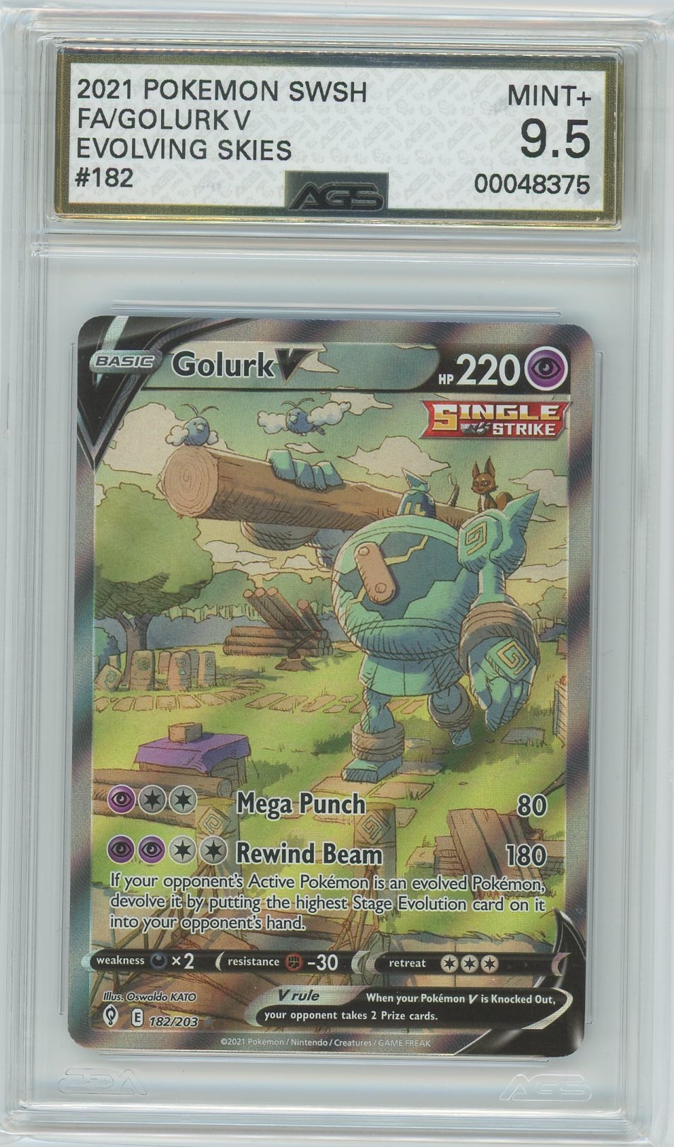 AGS (MINT+ 9.5) Golurk V #182 - Evolving Skies (#00048375) Pokemon Plug AGS (MINT+ 9.5) Golurk V #182 - Evolving Skies (#00048375) Pokemon Plug