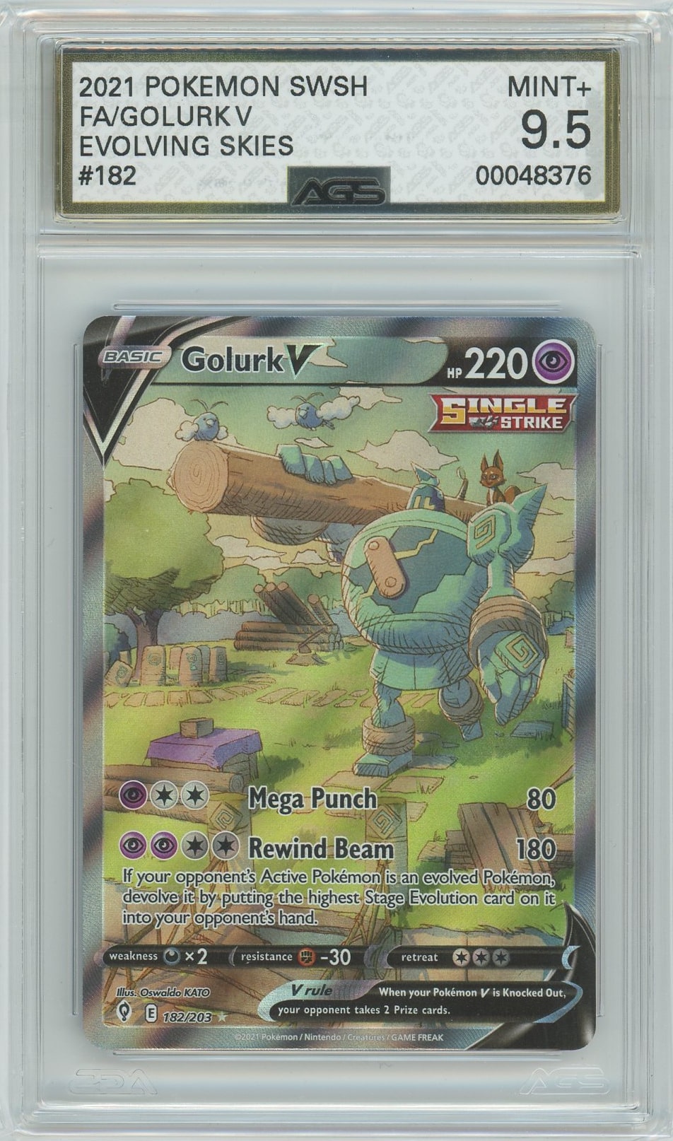 AGS (MINT+ 9.5) Golurk V #182 - Evolving Skies (#00048376)