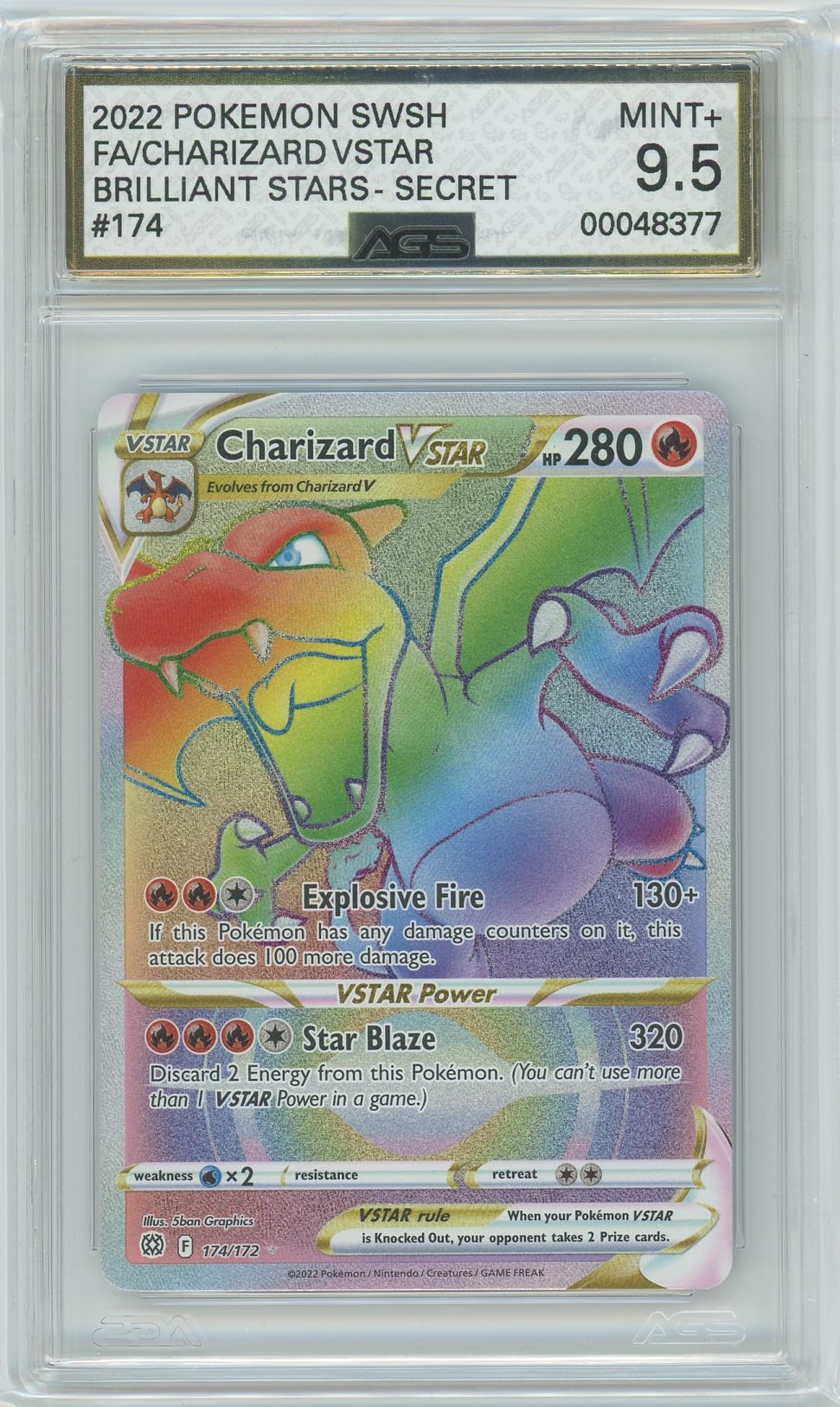 Graded 9.5 newest rainbow Charizard Vstar