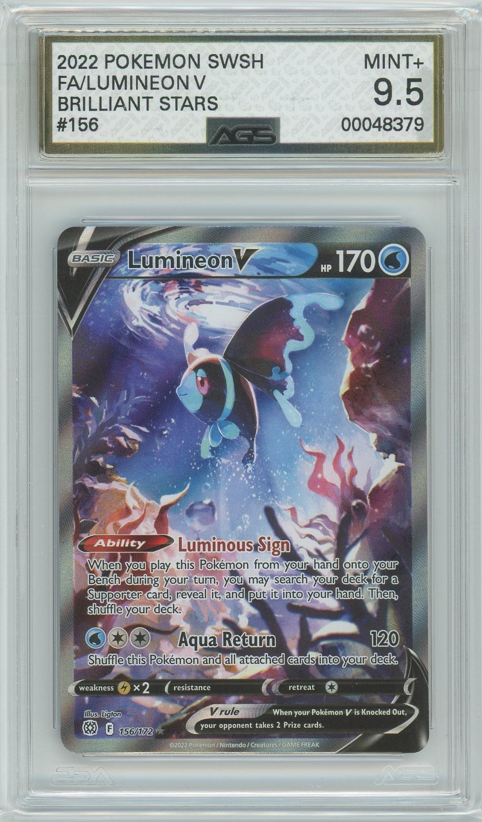AGS (MINT+ 9.5) Lumineon V #156 - Brilliant Stars (#00048379)