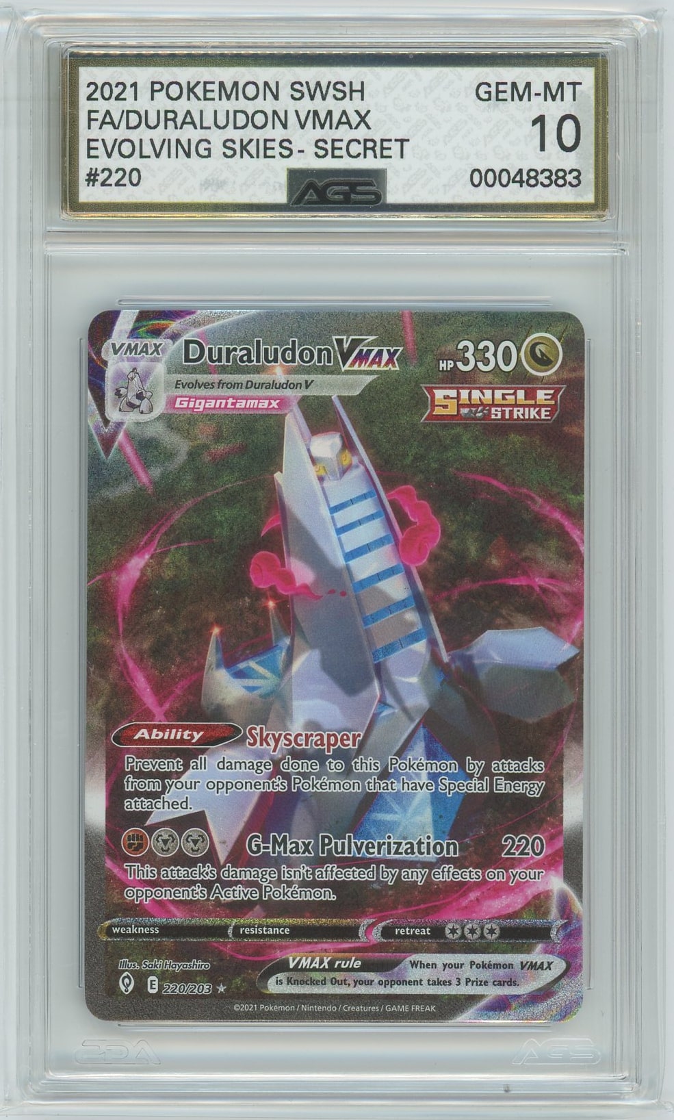 AGS (GEM-MT 10) Duraludon VMAX #220 - Evolving Skies (#00048383)
